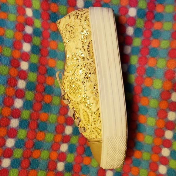 Gold Platform Sneakers - Picture 2 of 4